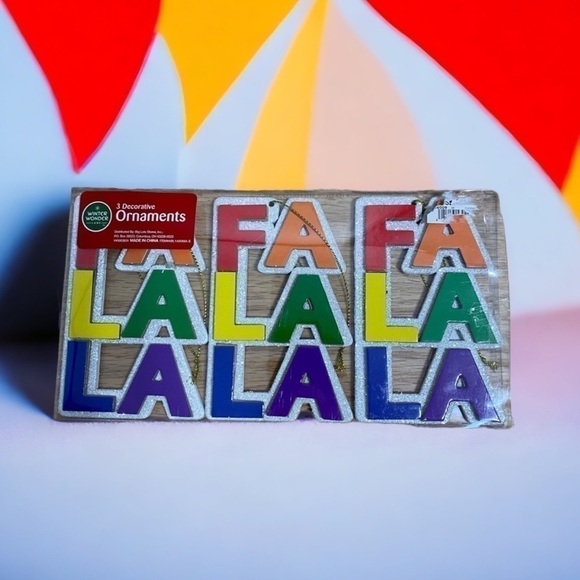Fa La La Christmas Ornaments Rainbow LGBTQIA Colorful NEW 3 Pack - Picture 1 of 3
